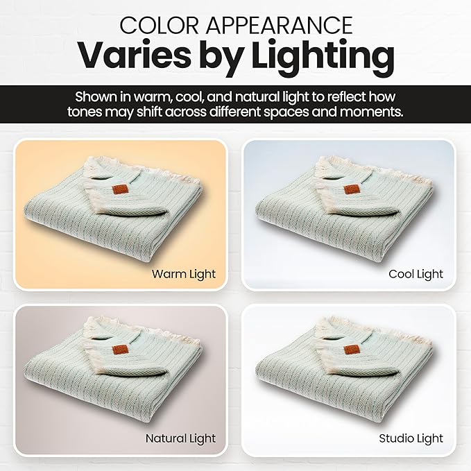 Gold Case Throw Blanket for Couch – 100% Recycled Turkish Cotton Blankets & Throws – Elegant Decorative Throw Blankets for Living Room Sofa – Woven Throws for Couch – Aqua – 60x80-Ruum Studio Home