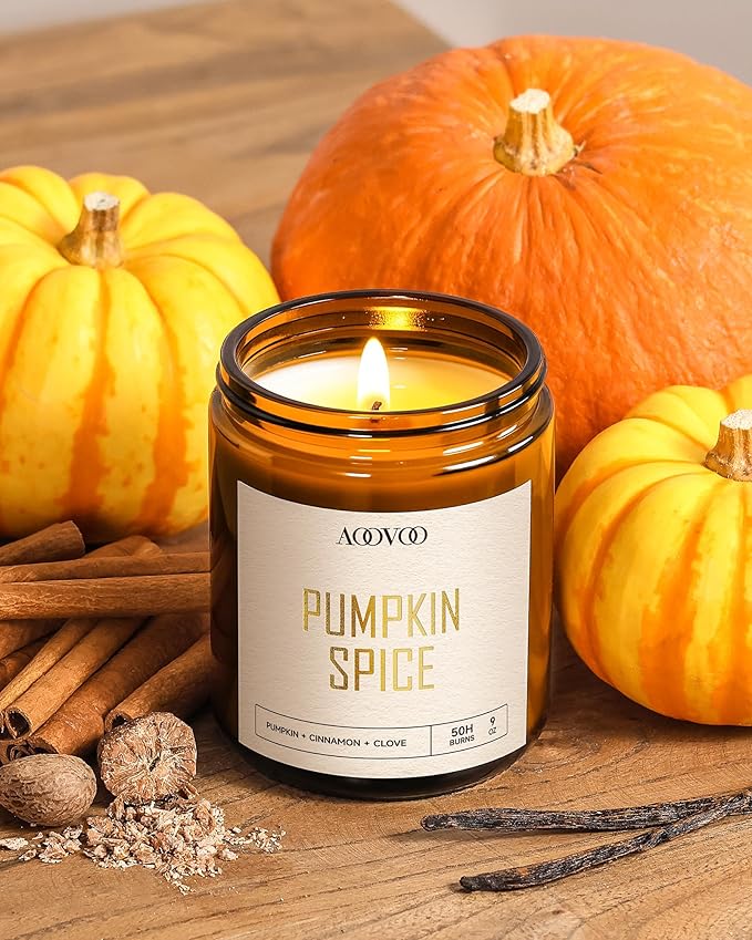 AOOVOO Pumpkin Spice Candles - 9 oz Scented Candles, Aromatherapy Candle, Soy Candle for Home Scented-Ruum Studio Home
