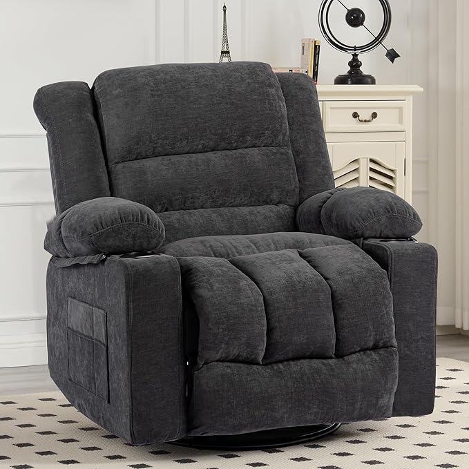 Recliner Chair Rocker Modern Ergonomic Lounge 360 Degree Swivel Single Sofa Seat Living Room Lounge Recliners on Clearance Foam Filling-Ruum Studio Home