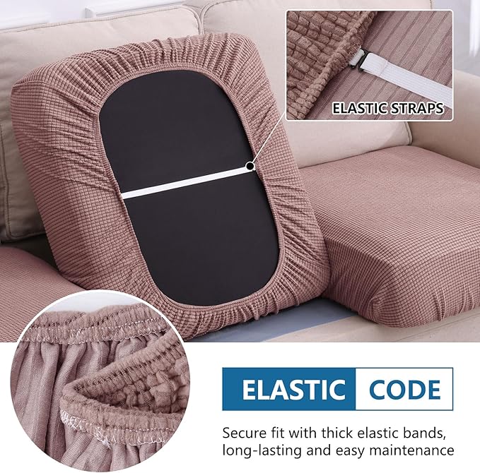 hyha Waterproof Sectional Couch Covers, Non Slip Sofa Couch Cushion Covers L Shape, Thick Stretch Jacquard Fabric, Washable Sofa Slipcovers with Elastic Bottom (1 Piece for Chaise, Camel)-Ruum Studio Home