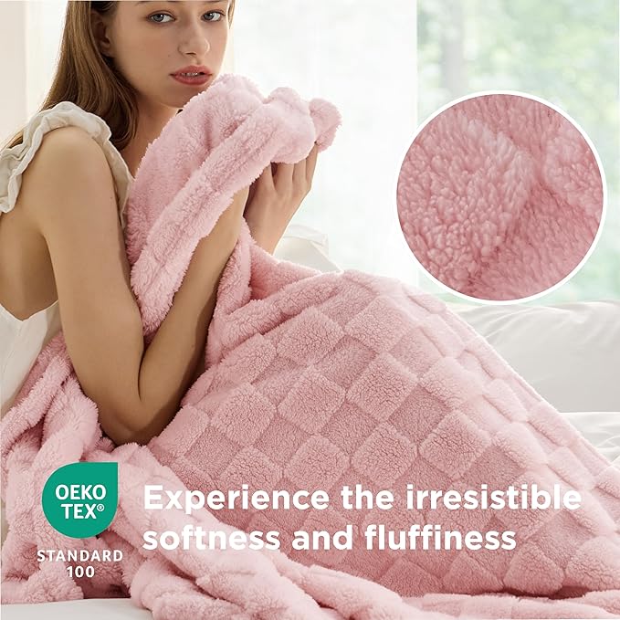 Bedsure GentleSoft Blankets Queen Size for Bed - Super Soft Cozy Blanket for Women Men Girls, Large Fuzzy Fleece Throw for Bedroom Decor, Blush Pink, 90x90 Inches-Ruum Studio Home