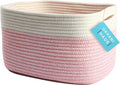 OrganiHaus Woven Storage Baskets for Organizing, Cotton Rope Organizer Bins for Shelves, Closet & Nursery, Dog Toy Basket, Decorative Bins for Toys, Towels & Books - 15x10x9, Pink/Off-White-Ruum Studio Home