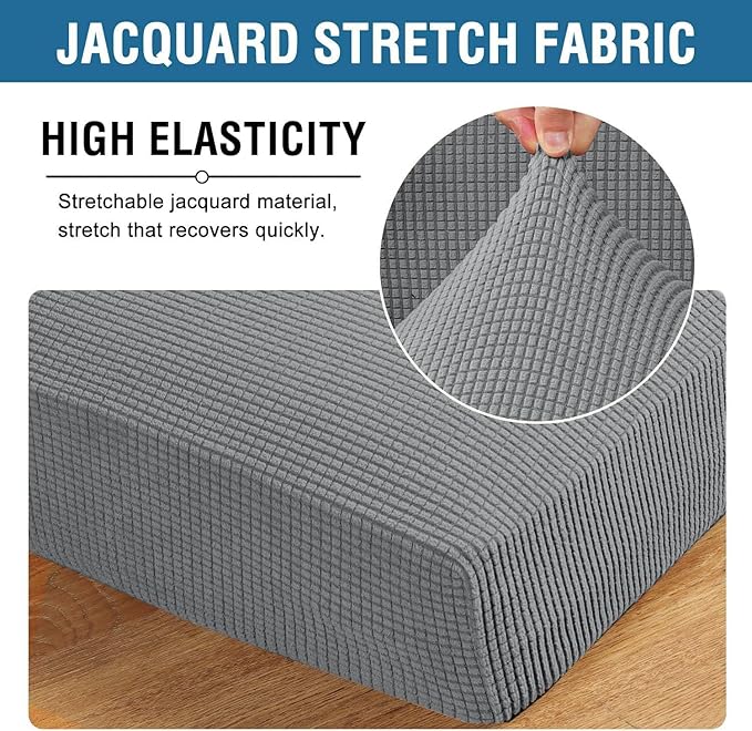 H.VERSAILTEX Super Stretch Individual Chaise Cover Sectional Couch Covers for L Shaped Sofa Both Left/Right Featuring Thick Jacquard Textured Twill Fabric (1 Piece Chaise Cover Large, Dove)-Ruum Studio Home