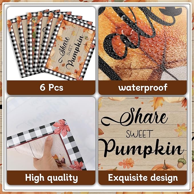 Fall Placemats Set of 6 Buffalo Plaid Thanksgiving Plastic Table Mats Autumn Vintage Maple Leaf Place Mats Pumpkins Truck Leaves Fall Table Decoration for Indoor Outdoor Party Kitchen Dining-Ruum Studio Home