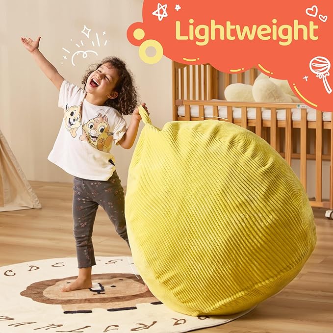 Bean Bag Chairs Teardrop Bean Bag Chair Beanbag Chair with Memory Foam Filled Machine Washable Cover for Living Room, Bedroom (Small,Yellow)-Ruum Studio Home