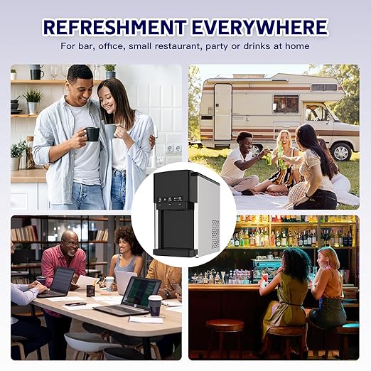 3 in 1 Water Dispenser with Ice Maker, Nugget Ice Maker Countertop, Bullet Ice, Crushed Ice, Water Cooler, 44Lbs/24H, 12 Ice Cube/6Min, Self-Cleaning, 4Lbs Ice Storage, Home, Kitchen, Party, RV-Ruum Studio Home