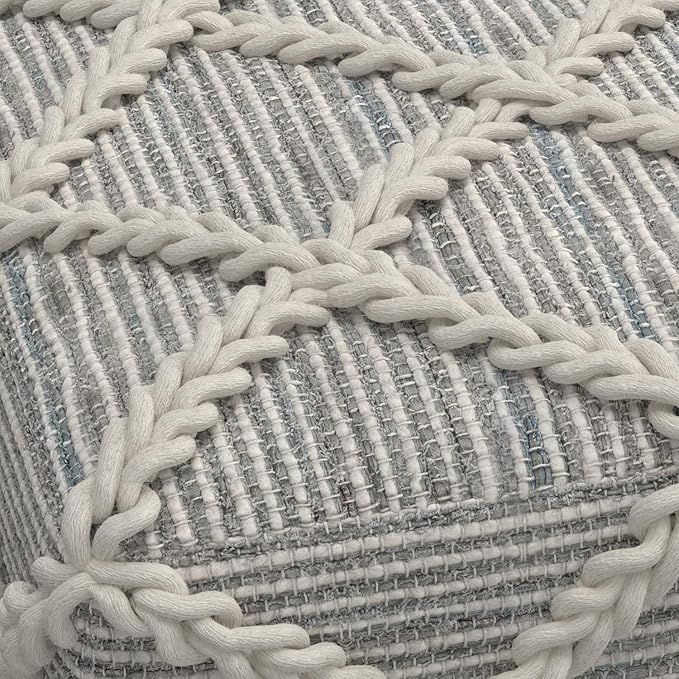 SIMPLIHOME Cowan Contemporary Square Pouf in Grey, Natural Handloom Woven for the Living Room, Bedroom and Kids Room-Ruum Studio Home