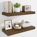 Marsmiles 24" Floating Shelves for Wall, Wooden Shelves with Invisible Brackets Set of 2, Rustic Farmhouse Wall Mounted Shelf for Kitchen Bathroom Living Room Study, Walnut-Ruum Studio Home