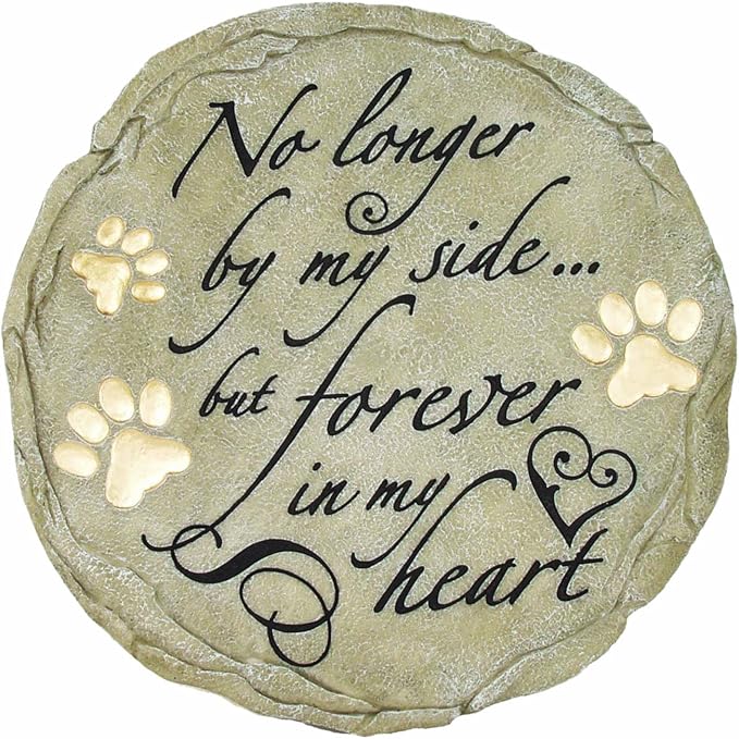 Spoontiques - Garden Décor - No Longer by My Side Stepping Stone - Decorative Stone for Garden, 9.63" Diameter-Ruum Studio Home