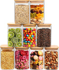 ComSaf 1.2 Qt Glass Storage Containers with Lids, Glass Jars with Lids, Clear Food Storage Jar, Square Canister Set of 9, Pantry Organizers and Storage for Cookie Flour Oat Pasta Tea Coffee Bean-Ruum Studio Home