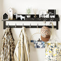 AMBIRD 35 inch Wall Hooks with Shelf, Coat Rack Wall Mount, Large Coat Hanger for Wall, Entryway Shelf with 7 Dual Coat Hooks, 4 Key Hooks and Mail Organizer, Wooden Key Holder Rack (Black)-Ruum Studio Home