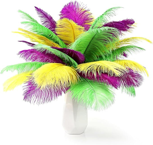 THARAHT Mix Colour Ostrich Feathers 24pcs Natural Bulk 10-12Inch 25cm-30cm for Wedding Party Centerpieces Easter Gatsbi and Home Decoration Feathers-Ruum Studio Home
