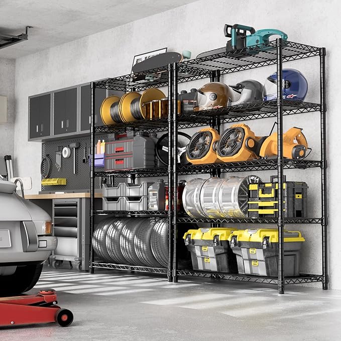 1750 lbs Steel Storage Shelving 5-Tier Utility Shelving Unit Steel Organizer Wire Rack for Home,Kitchen,Office,Garage, 1750 LBS Capacity 17.7" D x 47.2" W x 72.3" H-Ruum Studio Home