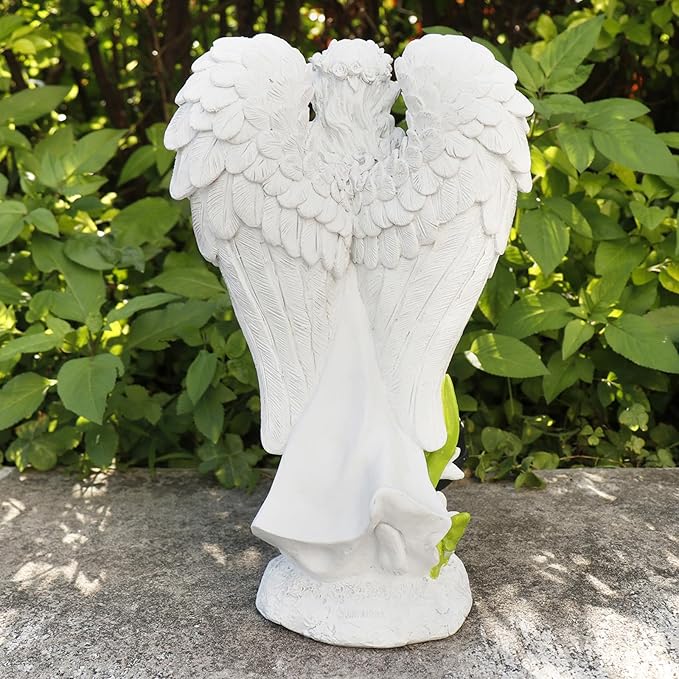 Solar Angel Garden Statue, Angel Figurine Outdoor Decor with Warm White Solar Lantern Garden Angel Figurine Outdoor Statue Waterproof Angel Sculpture Lawn Yard Art Patio Ornament Housewarming Gift-Ruum Studio Home
