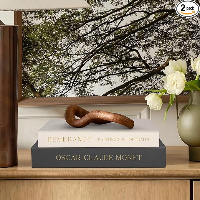 Linen Decorative Books for Home Decor,Set of 2 Aesthetic Faux Decor Book for Decoration,Fake Books for Bookshelf,Keepsake Storage Box (Gray & Beige)-Ruum Studio Home