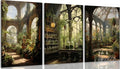 3pcs Framed William Morris Green Plants Canvas Wall Art Medieval Castle Posters Prints Gothictalian Landscape Painting Pictures Paintings Wall Decor for Living Room Bathroom Bedroom Decoration-Ruum Studio Home