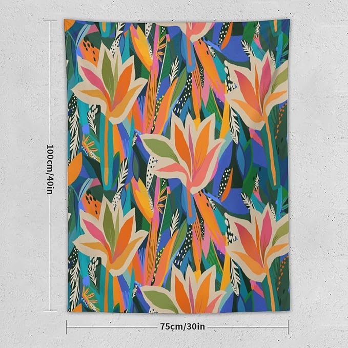 ICMOLYYENLO Boho Green Leaves Tapestry, Mid Century Abstract Tropical Palm Leaves Modern Minimalist Geometric Wall Hanging, Neutral Home Decor Art for Living Room Bedroom Dorm 30x40 Inch-Ruum Studio Home