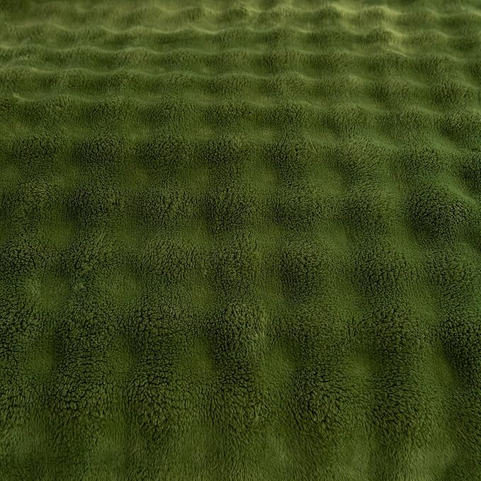 YUSOKI Luxury 3D Bubble Throw Blanket 2lb,All Ages,Home Decoration, (Olive Green,50 * 60inches)-Ruum Studio Home
