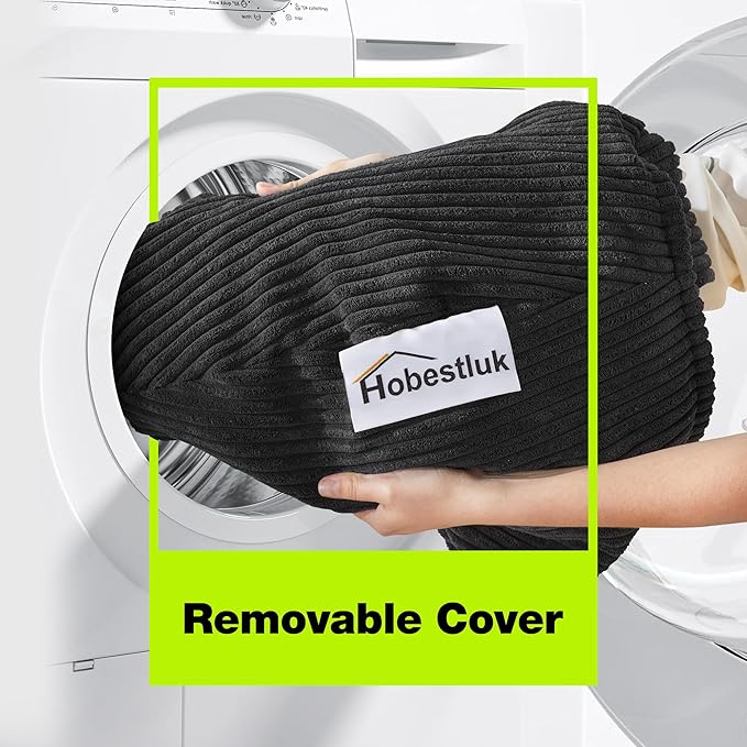 Hobestluk 4.5FT Bean Bag Chair Giant Bean Bag Chair with Filler Included Adult Bean Bag Chairs with Removable Cover for Bedroom Living Room - (Jumbo, Black)-Ruum Studio Home