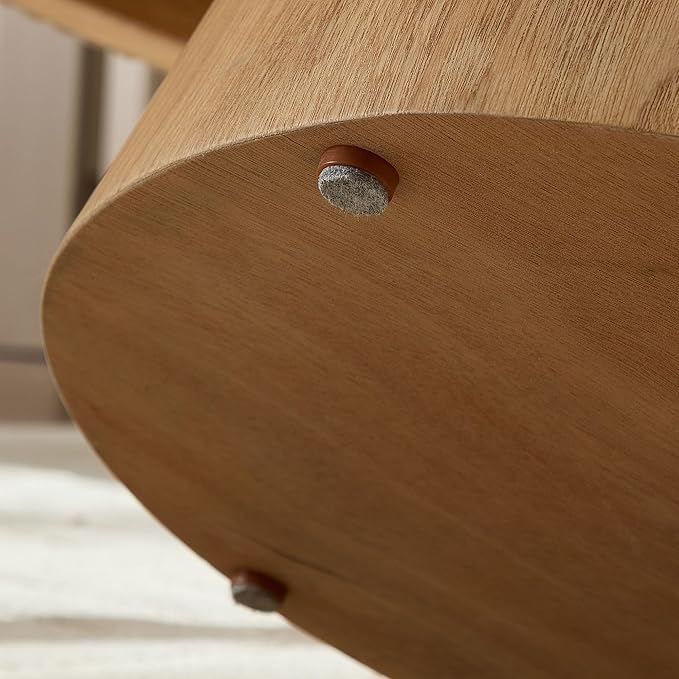 Modern Oval Coffee Table with Wood Pedestal,47.24" Farmhouse Center Table for Living Room, Ellipse Coffee Tables Tea Table for Bedroom, Apartment-Natural-Ruum Studio Home