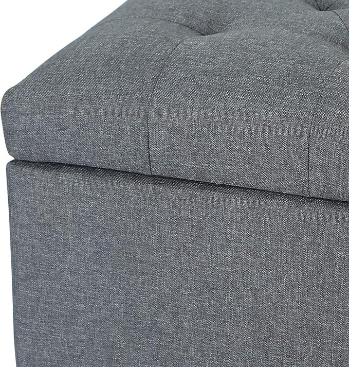 Joveco Storage Ottoman Bench Rectangular Fabric Organization Foot Rest, 24 Inch Modern Tufted Bedroom Foot Stool and Seat for Entryway, Bedroom, Living Room-Ruum Studio Home