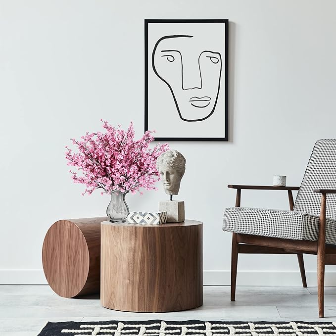 Sggvecsy 10 Pcs Babys Breath Artificial Flowers Gypsophila Bouquets Bulk Real Touch Fake Silk Flowers for Home Wedding DIY Floral Arrangement Kitchen Table Centerpiece Festival Decoration (Pink)-Ruum Studio Home