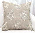 VAGMINE Embroidered Leaves Throw Pillow Cover - 20x20 Inches Square - 100% Linen Natural Throw Pillowcase - Elegant Neutral Leaf Design - Minimalist Rustic Home Accent for Sofa, Bed, Couch, Lounge-Ruum Studio Home