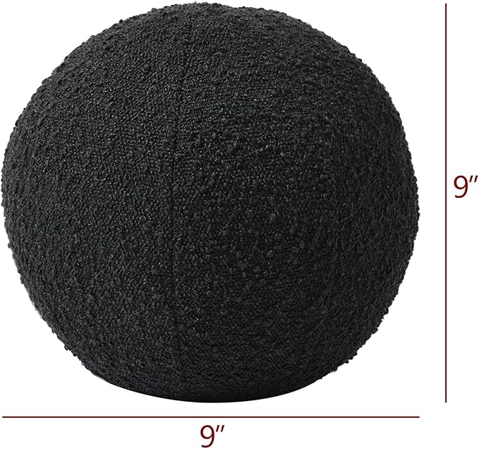 KINWELL Sherpa Swivel Barrel Chair & Round Ball Pillow Set - 34" Wide Modern Boucle Accent Chair with 9” Matching Nordic Decorative Throw Pillow for Living Room and Bedroom(Black)-Ruum Studio Home