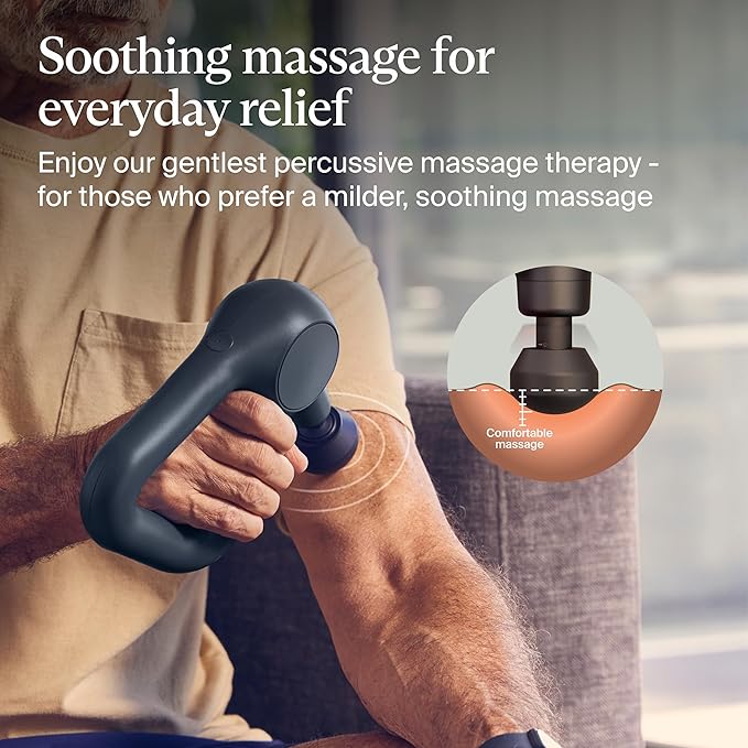 TheraGun Therabody Relief - Quiet Deep Tissue Therapy Massage Gun - Bluetooth Enabled, Electric Percussion Massage Gun & Personal Massager for Pain in The Neck, Back, Leg, Shoulder and Foot (Black)-Ruum Studio Home