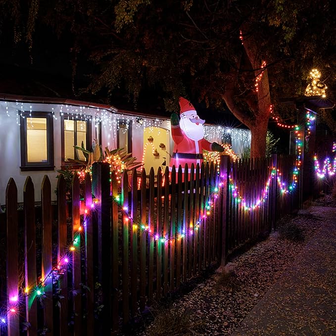 HOME LIGHTING 66ft Christmas Decorative Mini Lights, 200 LED Green Wire Fairy Starry String Lights Plug in, 8 Lighting Modes, for Indoor Outdoor Xmas Tree Wedding Party Decoration (Multicolor)-Ruum Studio Home