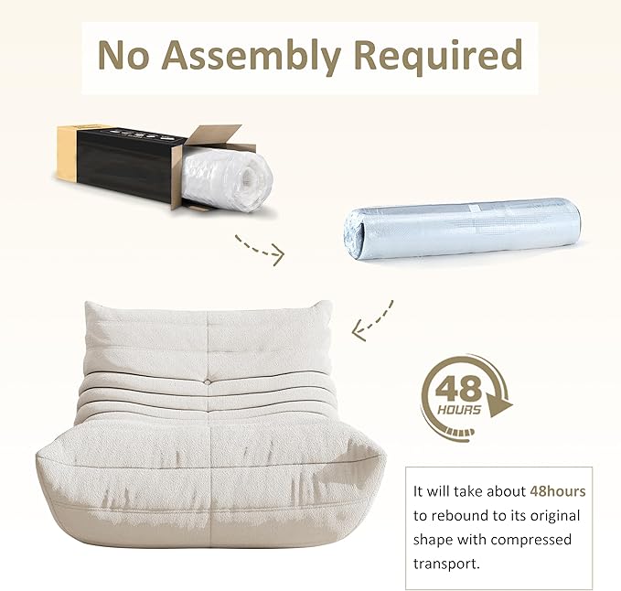 Bean Bag Chair, Oversized Bean Bag Chair for living Room, Fireside Chair for adults with Memory Foam Filled, Big Accent Sofa Lounge Floor Sofa for Gaming, Reading, Relax, No Assembly Required. (Beige)-Ruum Studio Home