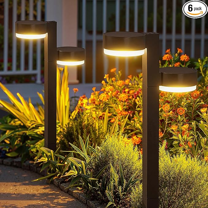 Solar Pathway Lights Outdoor Waterproof, 6 Pack with 12 Head Solar Lights Outdoor Super Bright Up to 12Hrs, Auto On/Off Garden Light for Yard Patio Path Walkway Driveway Outside Decor-Ruum Studio Home