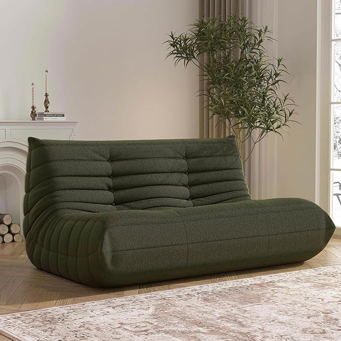 Bean Bag Chair, Loveseat Fireside Chair Bean Bag Sofa Large Bean Bag Chair for Adults, 2 Seater Bean Bag Chairs for Teens with High Density Comfortable Foam, Bean Bag for Living Room, Bedroom (Green)-Ruum Studio Home