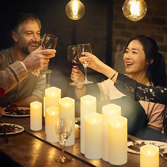 Aignis 2pcs Flameless LED Candles Battery Operated with 10-Key Remote Timer, Indoor Heat Resistant, 3D Wick with Warm Flickering Glow for Cozy Home/Wedding/Holiday Décor (D 2.2" x H 6")-Ruum Studio Home