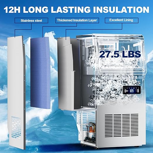 Ice Maker Commercial Ice Machine, 120lbs Per Day, Auto-Cleaning, Countertop Ice Maker with Basket and Scoop, for Home Party/RV Camping-Ruum Studio Home