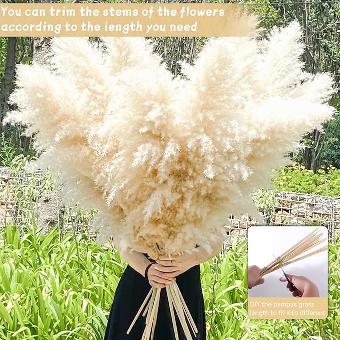 40" 22PCS Dried Pampas Grass Decor Tall,Large Natural Beige pompas Grass Tall Pampas Grass for Floor Vase,Wedding,Party,Farmhouse,Boho Home Decor,and Creating a Bohemian Ambiance-Ruum Studio Home