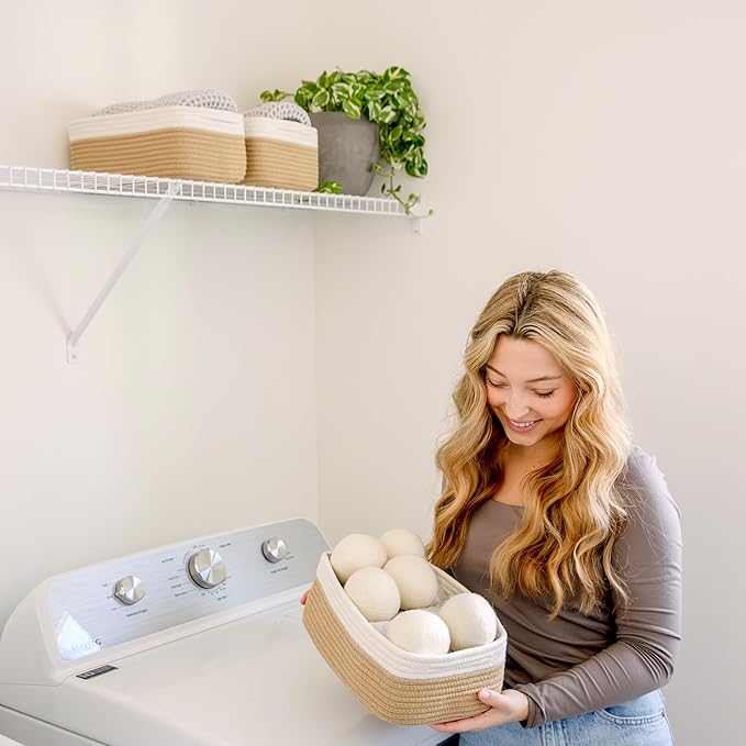 NaturalCozy 11.8"x8"x4.5” Storage Baskets for Shelves 3 Pack | Cotton Rope Woven Small Baskets for Organizing | Small Storage Bins for Nursery, Bathroom, Closet, Cube Shelf, Decorative, Gift Basket-Ruum Studio Home