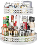 Lazy Susan Organizer 2 Tier - Turntable Spice Rack 12 inch Adjustable Metal Rotating Lazy Susan for Cabinet Pantry Kitchen Countertop Dining Table Cupboard Bathroom Vanity Storage White-Ruum Studio Home