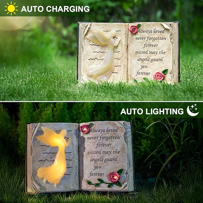 Outdoor Solar Angel Garden Stakes Lights, Waterproof Memorial Grave Decorations Gifts for Cemetery Outdoors Lawn Yard Home Patio Decor-Ruum Studio Home
