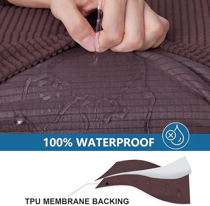 hyha Waterproof Couch Cushion Covers for Pets, Non Slip Sofa Cover for Dogs Washable, Soft Thick Stretch Jacquard Fabric, Sofa Slipcovers with Elastic Bottom (1 Piece for Backrest M, Chocolate)-Ruum Studio Home
