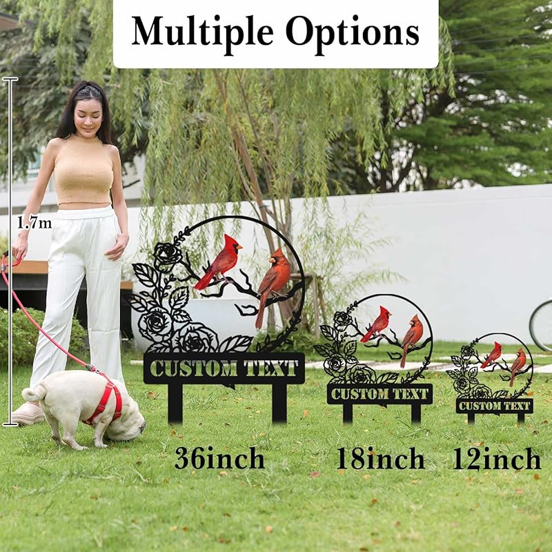 Personalized Garden Name Signs with Stake, Custom Red Bird Metal Decor Decorative Outside, Yard Outdoor Art Gift for Mom Grandmother, Patio House Warming Gifts New Home-Ruum Studio Home