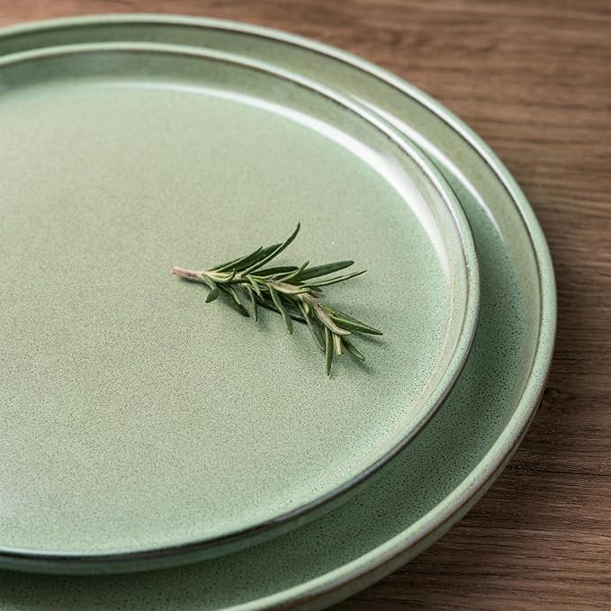 GBHOME Ceramic Dinnerware Sets for 8, 24 Pieces Stoneware Plates and Bowls Sets, Scratch Resistant Dishes, Dishwasher & Microwave Safe-Pastel Green-Ruum Studio Home