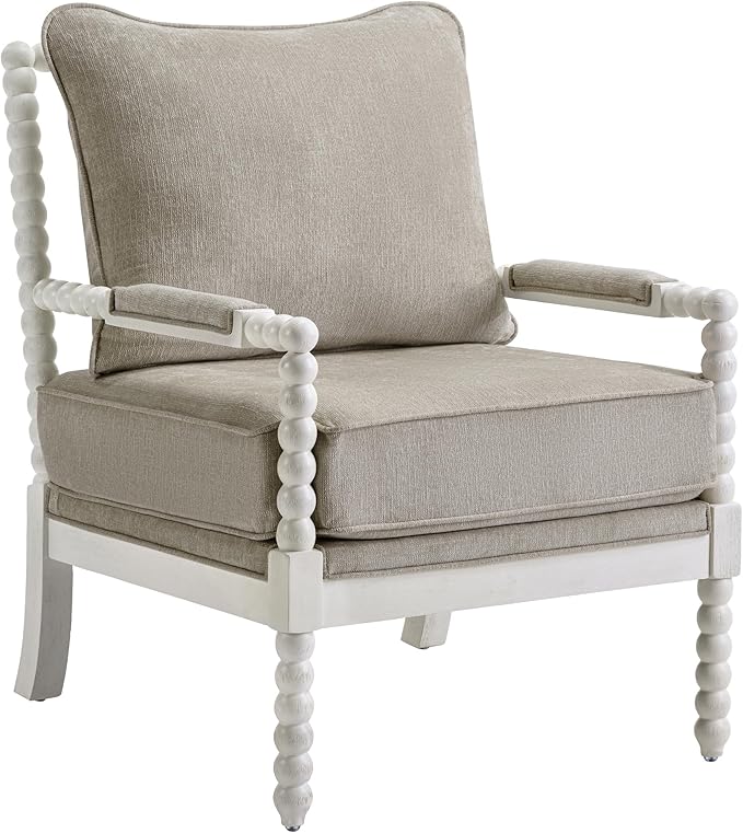 DUHOME Linen Fabric Spindle Accent Chairs Set of 2 with Wood Frame,Modern Accent Chairs with Padded Spring Seat and Brushed White Base for Living Room Bedroom Farmhouse Home Office Belcony-Ruum Studio Home
