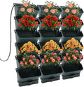 18 Pots Self-Watering Wall-Mounted Planter, 39.4”L x 39.4”H Vertical Wall Planter Self Watering Stackable Planters Vertical Garden Wall Garden Planter Outdoor Indoor for Herbs Flowers Strawberries-Ruum Studio Home