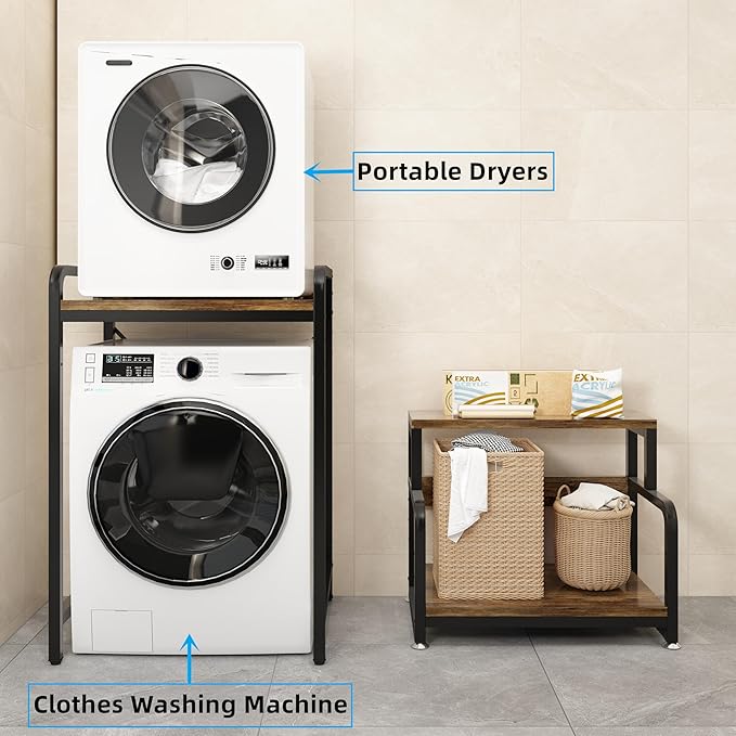 3-Tier Bathroom Room Shelf Washing Machine Storage Utility Rack Over The Toilet Washer Dryer Storage Bathroom Organizer Rack Space Saving Shelving Units Clothes Dryers Shelf-Ruum Studio Home