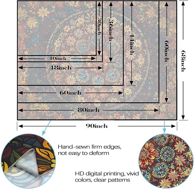 Fowocu Boho Floral Mandala Tapestry Wall Hanging Vintage Bohemian Flower Medallion Tapestry Aesthetic Orange Stained Glass Hippie Extra Large Tapestries for Bedroom Living Room Dorm Decor 90 x 68 Inch-Ruum Studio Home
