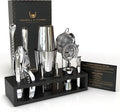 Highball & Chaser 13-Piece Boston Cocktail Shaker Set Stainless Steel Mixology Bartender Kit With Stand For Home Bar Cocktail Set | Laser Engraved Cocktail Tools | Plus E-Book with 30 Cocktail Recipes-Ruum Studio Home