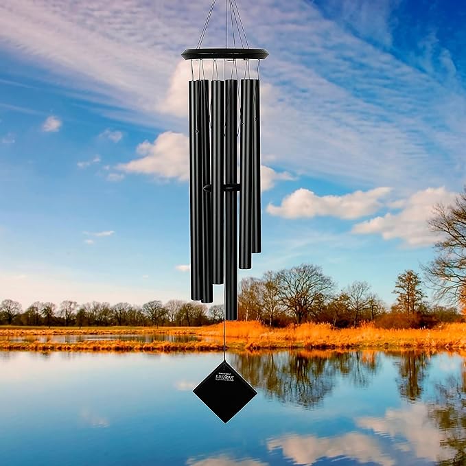 Woodstock Chimes Pluto Wind Chime for Outside 37" Black Wood Medium Tone Sound for Outdoor Garden, Patio, Porch Decor Gifts, Encore Collection, DCKK37-Ruum Studio Home