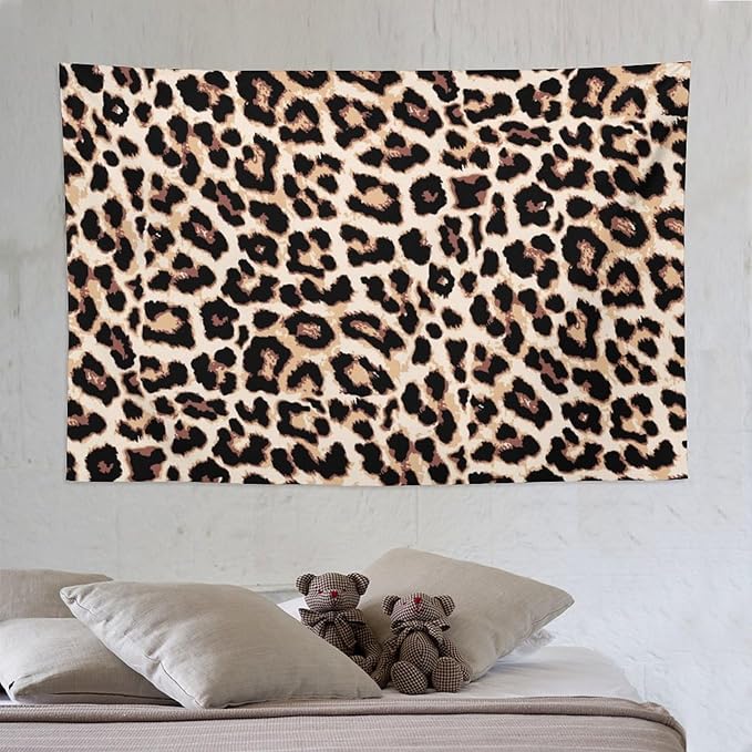 HZOHNAGO Leopard Print Tapestry Rustic Brown Leopard Wild Animal Printed Wall Tapestry Painting Wall Hanging for Bedroom Living Room Dorm 90" W x 60" H-Ruum Studio Home