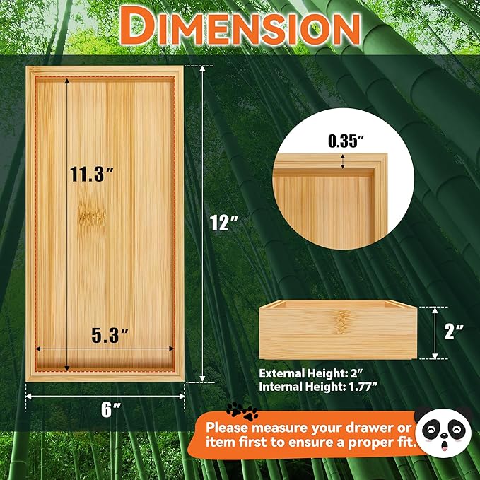 Bamboo Drawer Organizer - Silverware & Utensil Organizer, Stackable, 2 Pcs, Wooden Storage Box Tray (Bamboo, 12 X 6 X 2 Inch)-Ruum Studio Home